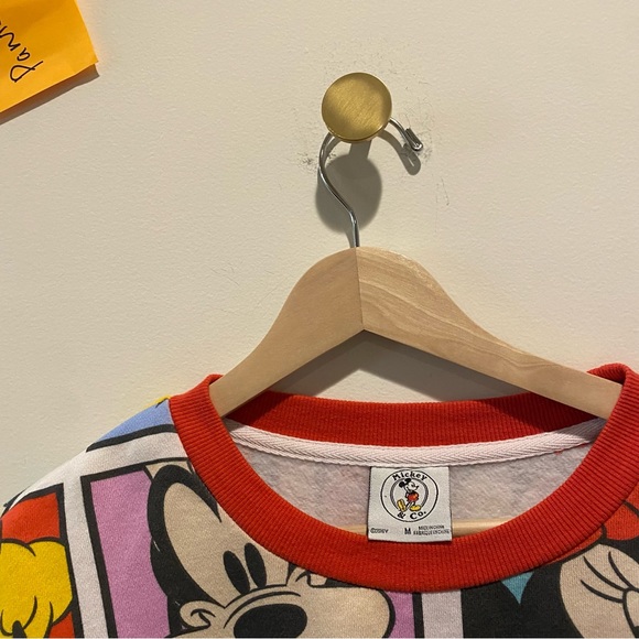 Disney Mickey and Co Mickey colorful comic grid crew neck red sweatshirt sweater - Picture 4 of 9
